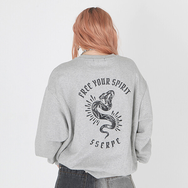 1215 디자이너스,Tattoo Snake Sweatshirts Melange Grey